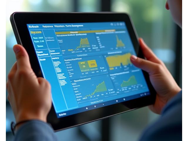 Bir tablet ekranında çiftlik yönetim yazılımı arayüzü ve entegre sensör verileri.