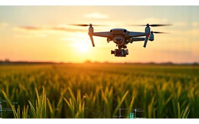Akıllı tarım uygulaması görseli, dron ve tarla